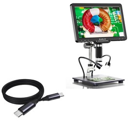 BoxWave Cable Compatible with Elikliv EDM501 Digital Microscope (10.1 in) - DirectSync PD Cable (3ft) - USB-C to USB-C (100W), Type C Braided 3ft Charge and Sync Cable - Jet Black