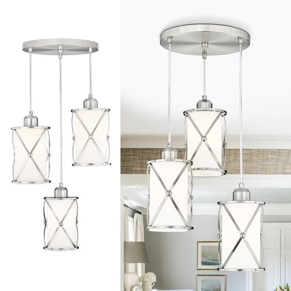 Osimir Brushed Nickel Dining Room Chandelier Light Fixture, 3-Light Pendant
