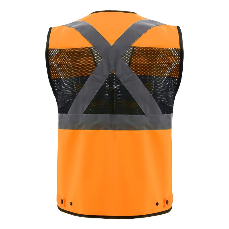 OPLERAI Safety Vest High Visibility Reflective Construction Vest, Orange, Medium