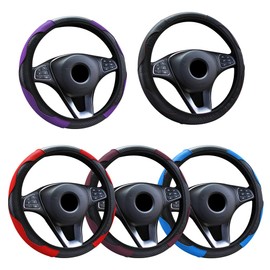Pirhosigma Set of 5 Colors Steering Microfiber Style Wheel Cover Leather Anti-Slip Universal Car Steering Wheel Cover Faux Leather for Car Accessories Auto Car Without Inner Ring (5 pcs)