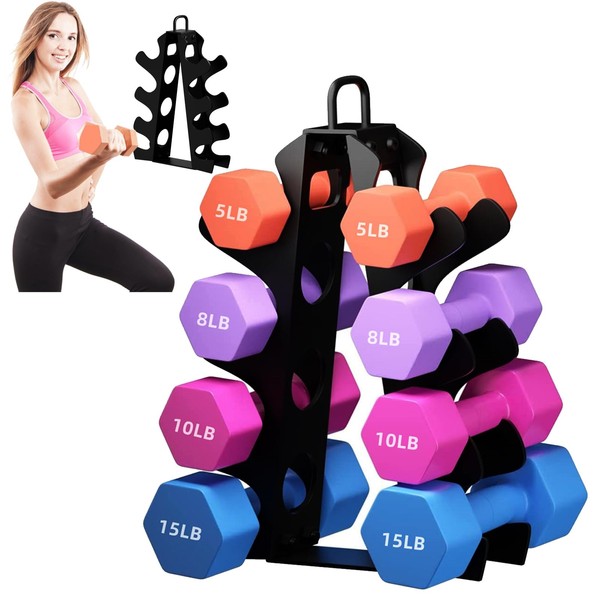 Bupans Dumbbell Rack, Weight Rack for Dumbbells, 4 Tiers A-Frame Dumbbell Rack Stand with Handle, Alloy Steel Dumbbell Rack for Home Gyms and Offices (Dumbbell Rack Only)