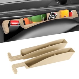 ongfuwu 2PCS Car Seat Gap Filler Organizer, Car Seat Organizer, Multifunctional Seat Gap Storage Box for Phone Key, Fill The Gap & Stop Things from Dropping, Universal for Most Vehicles (Beige)