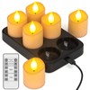 Yme Rechargeable Tea Lights Candles with Charger Storage Base, 6