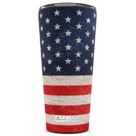 Yukon Outfitters 32oz Double Pint Double Wall Vacuum Insulated Stainless Steel Tumbler with Three Flow Lid | For Hot or Cold Beverage | Fits Most Cup Holders, USA Flag
