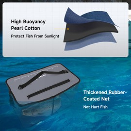 SANLIKE Floating Fishing Basket Collapsible Fishing Net Cage, Rubber Coated Net 24L Fish Basket for Live Caught Fish Minnows Bait Bucket Minnow Trap, Grey