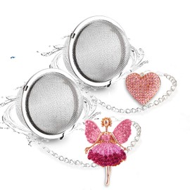 Tea Infusers for Loose Leaf Tea Cute Animal Turtle Shark Dragonfly Tea Strainers for Loose Tea Infuser with Pink Fairy Pendant Loose Leaf Tea Steeper Tea Tags Tea Diffuser (Pink Fairy)