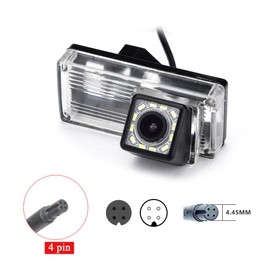 eHANGO Car Rear View Camera with 4 Pin to RCA Cable Bracket License Plate Lights Housing Mount for Toyota REIZ 4D MK1 / Toyota Mark X 4D MK1 / Toyota Prius/Toyota Land Cruiser (12 LED)