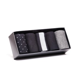 ECOBAM Mens Dress Socks 5 Pair Gift Box - Dress Socks for Men Patterned and Solid Crew Socks, Striped Calf Socks Size 7-12