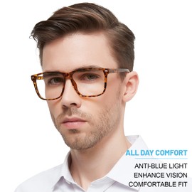 WEMOOTANTS Large Bifocal Reading Glasses Men Blue Light Blocking Readers with Spring Hinges 1.0 1.25 1.5 1.75 2.0 2.25 2.5 2.75 3.0 3.5 (Brown Tortoise, 3.50)