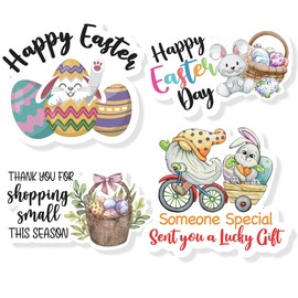 450 PCS Easter Bunny Rabbit Stickers 4 Design,Cute Small Business Envelopes Stickers for Handmade Goods/Bags Business Packages,Easter Day Theme Small Shop Business Stickers for Envelopes Seals - Egg