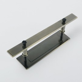 KINMADE 12 inch Antique Bronze Brass Pull and Flush Handle Set for Sliding Barn Door Hardware, Heavy Duty,Double Sided Door Pull