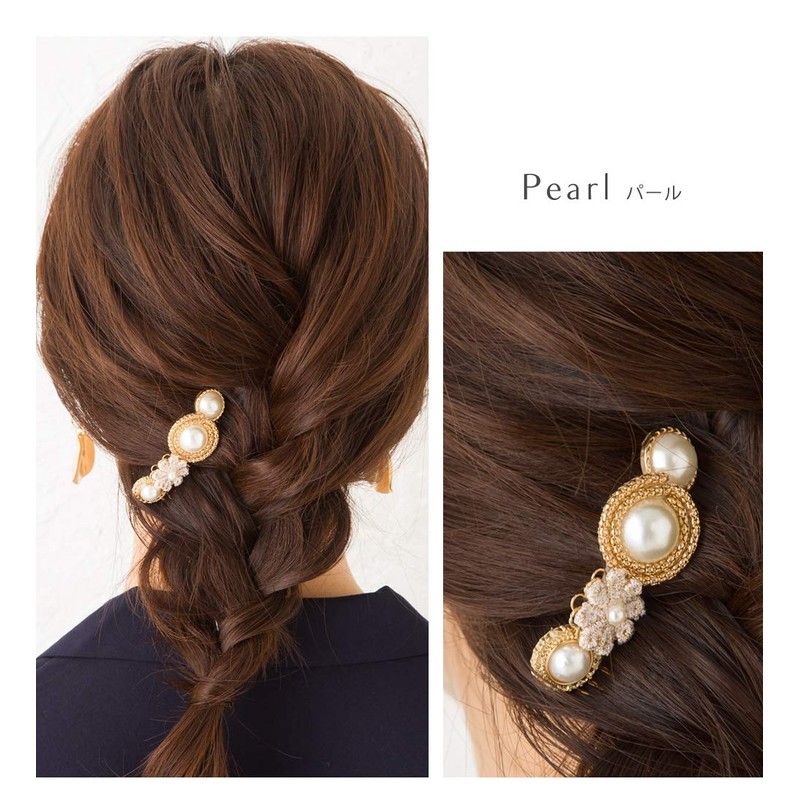 JewelVOX Hair Accessories, Flower & Pearl, Gold Frame, Hair Comb,