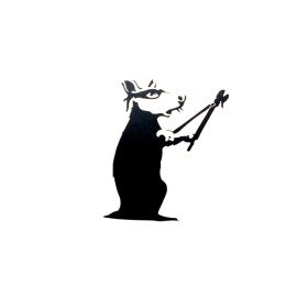 Unbranded Banksy Rat with Bolt-Cutter BLACK vinyl decal weatherproof 4 x 3.5 inches USA