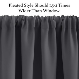 NICETOWN Short Curtains for Small Windows, Blackout Adjustable Length Curtains 24 inches Length + 1.6 inches Header Double Rod Pocket Cabinet Cupboards Shades, 2 Panels, 42" Wide per Panel, Grey