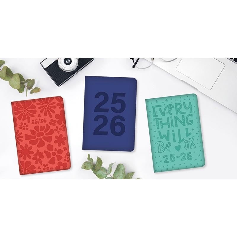 2025-26 A5 Academic Diary Week to View Soft Red