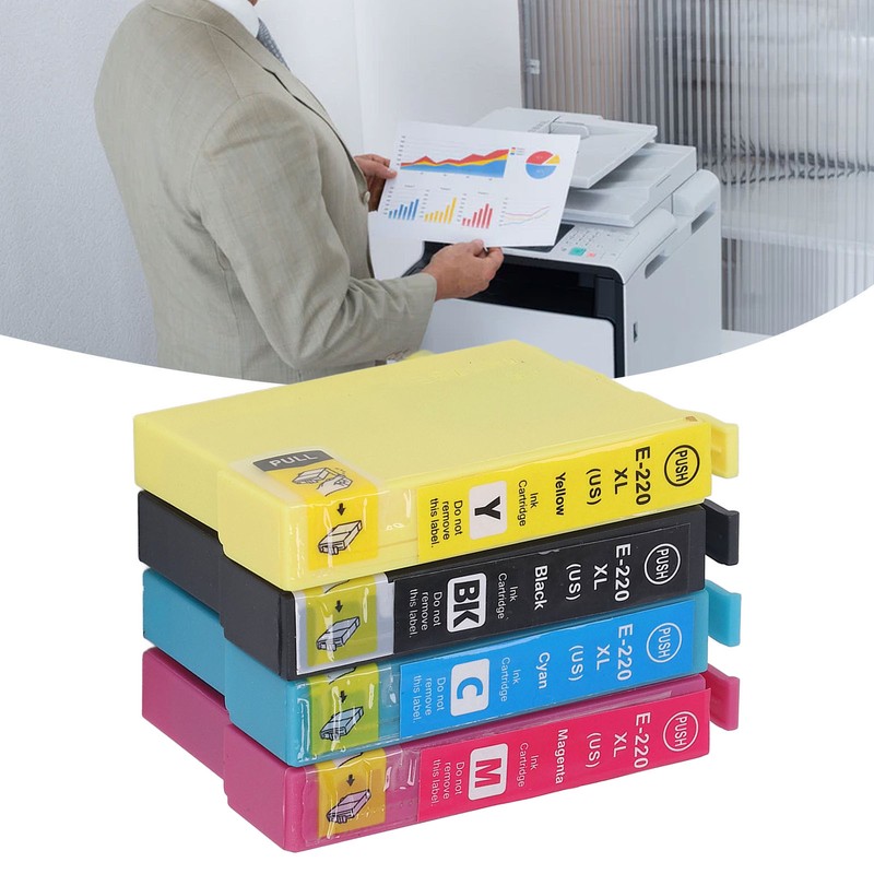 4Pcs Ink Cartridges Compatible Refill Replacement 4 Colors BK C