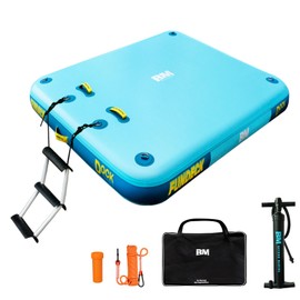 BEYOND MARINA BM Inflatable Floating Dock, Water Float Platform, Floating Island Dock Pad for Lake, Pool, Ocean Water Play, Includes Ladder, Rope, Carry Bag, Pump & Repair kit, 5ft x 6ft x 6"