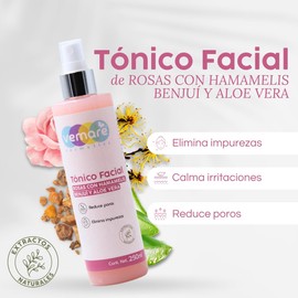 Vemare Cosmetics Tónico Facial Rosas Con Hamamelis, Benjuí Y Aloe Vera 250 ml
