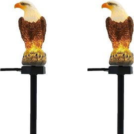 Eagle Figurine Garden Solar Stake Light Solar Eagle Lights Outdoor Decorative Bright Light Eagle Statue for Garden, Lawn, Patio, Yard Decoration - Color: 2 count