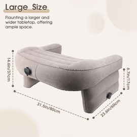 TOPINCN Inflatable Lap Desk Pillow, PVC Reading Pillow for Gaming, Portable Arm Rest Pillow Lap Reading Pillow with 3 Inflation Holes for Playing Watching TV 31.5 X 23.62 X 14.57in
