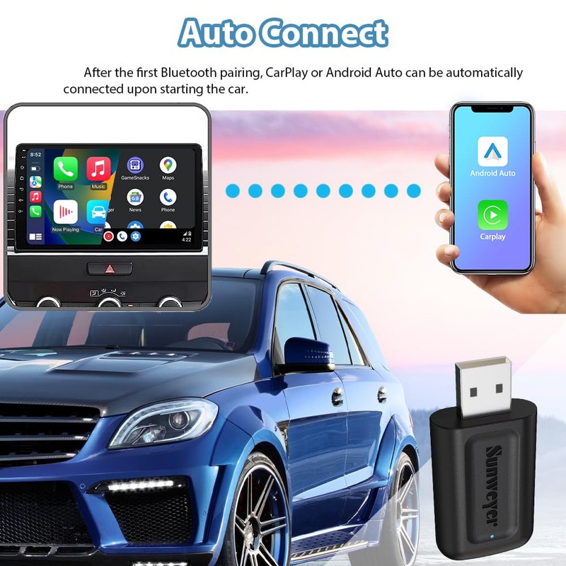 sunweyer 2024 neuester Wireless CarPlay & Android Auto Dongle 2