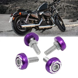 uxcell Purple Silver Tone License Plate Bolts Screws Car Ornament 4 Pcs
