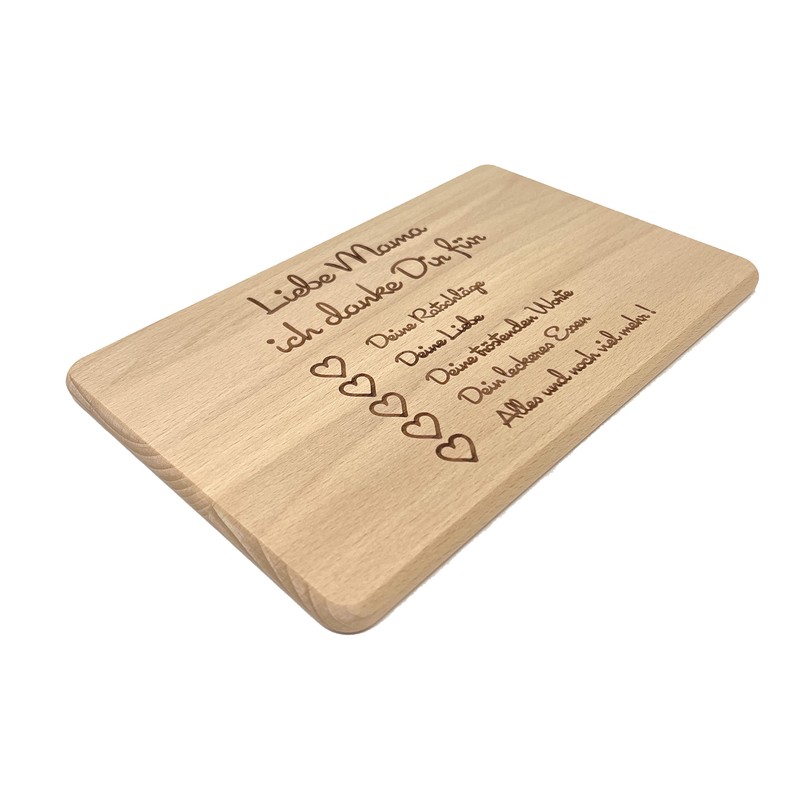 Laser Tattoo – Wooden Breakfast Board with German Engraving "Mama