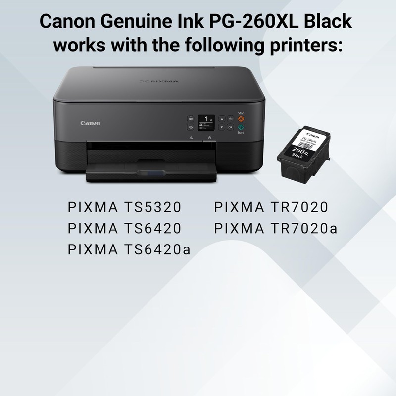 Canon PG-260 XL Genuine Black Ink Cartridge, Compatible with TS5320/6420/6420a,TR7020/7020a