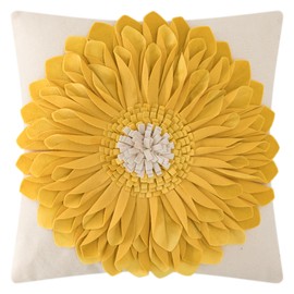 OiseauVoler - Fundas decorativas de cojín para sofá o cama, 46 cm x 46 cm, diseño de girasoles en 3D, Floral, Amarillo, 45.27 cm x 45.72 cm, 1