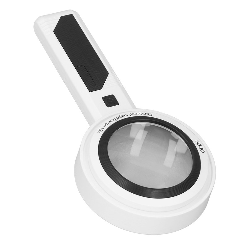 Reading Magnifying Glass 15X Magnification 3 Colors Adjustable LED Illuminated