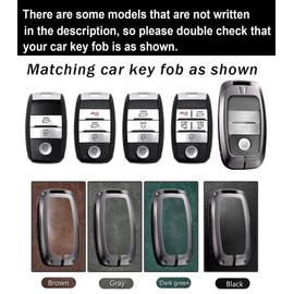 ontto Smart Remote Key Fob Cover with Keychain Metal and Leather Key Holder with Clear TPU Front Cover Fit for Kia Optima Sorento Rio Rio5 Forte NIRO K3 K4 K5 Sportage Sedona Soul Cerato,Brown