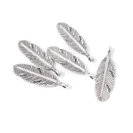 Zuoyou 50pcs Feather Charms DIY Metal Pendants Spacer Beads for Jewelry Making
