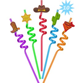 Western Cowboy Party Drinking Straws - 10 pc | Western Party Favors, Cowboy Party Decorations, Rodeo Party Supplies, Cowgirl Birthday