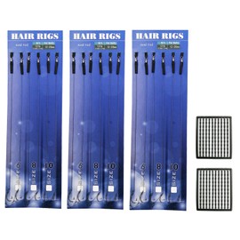 Milepetus 18pcs Carp Fishing Hair Rigs Barbless Hooks Size 6# 8# 10# Carp Fishing Hooks Tackle with 200pcs Boilie Stoppe for Free