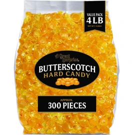 A Great Surprise Premium Butterscotch Hard Candy – 4 lb - Individually Wrapped Classic Creamy Butterscotch flavor Candy - Old Fashioned Candy Discs Buttons