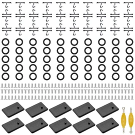 DisplayMore 232Pcs 3.75 inch G.i Joe Action Figure Replacement Accessories,Include 50Pcs T Hooks+50Pcs O-Rings +120Pcs Screws+2Pcs Spanner+10Pcs Figure Display Stands (Black Square Stands Set-B)