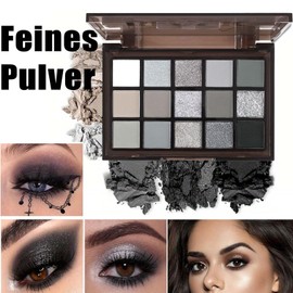 Shadow 15 Colours Smoky Makeup Eyeshadow Palette, Black Eyeshadow Palette, Smokey Eyeshadow Palette, Matt, Waterproof Glitter Matt Eye Make-Up Cosmetics, High Colour Rendering, Waterproof, Durable