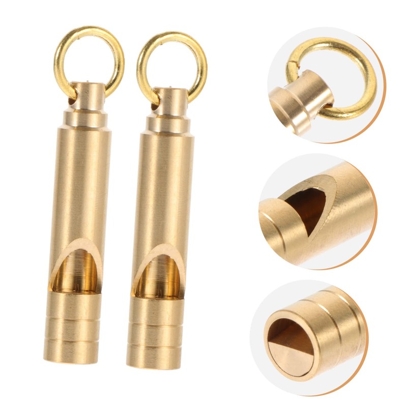 KOMBIUDA 2Pcs Retro Brass Whistle Pendant Survival Whistle for Outdoor