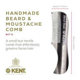 KENT KENT A 81T Graphite X-Small Men's Beard Mustache Pocket Comb, Fine Toothed for Facial Hair Grooming and Styling. Hand-Made of Quality Cellulose Acetate, Made in England