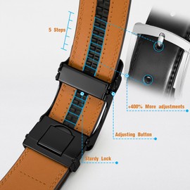 Mens Belt Leather Ratchet Belt For Dress Casual with Adjustable Automatic Buckle 1 3/8"