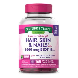 Natures Truth Suplemento De Biotina Para Cabello, 165 Cp Sin Sabor                                                                                    