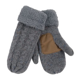 Zando Womens Winter Gloves Mittens Warm Lining Knit Mittens Thick Wool Mittens for Women Cold Weather Thick Warm Knitted Mitten Sherpa Mittens Adult Knitted Gloves with Fleece Lining B Dotted Grey