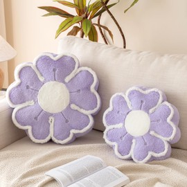 Znhinery Flower Pillow, Flower Shaped Decorative Throw Pillow Cushion for Bed Couch, Cute Flower Plush Throw Pillows Home Decor Floor Pillow Seating Cushions (Lavender Purple, 17.7 Inches)