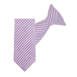 Jacob Alexander Young Boys' Seersucker Striped Pattern 11 inch Pre-Tied Clip-On Neck Tie - Lavender