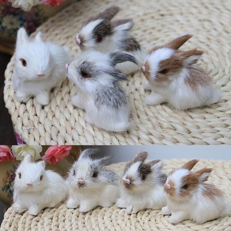 JIzian Mini Simulation Rabbits, Realistic Cute Plush Rabbits Lifelike Plush