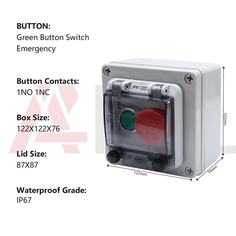 APIELE IP67 Outdoor Waterproof Button Switch Box Emergency Stop Button