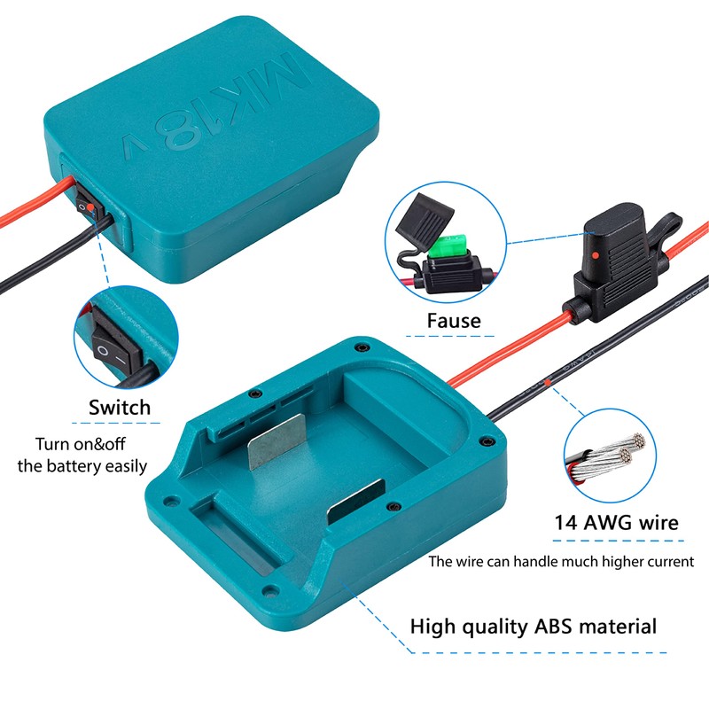 Power Wheel Adapter Compatible for Makita 18V Battery with Fuse