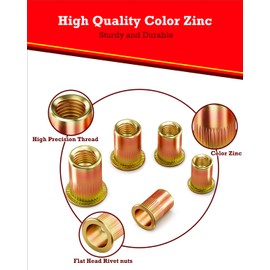 YOOPIN Pack of 120 Rivet Nuts M6, Galvanised Blind Rivet Nuts, Round Flat Head Threaded Rivet Nuts, Rivet Nuts with Thread for Sheet Metal, Electrical Appliances and Industrial Products