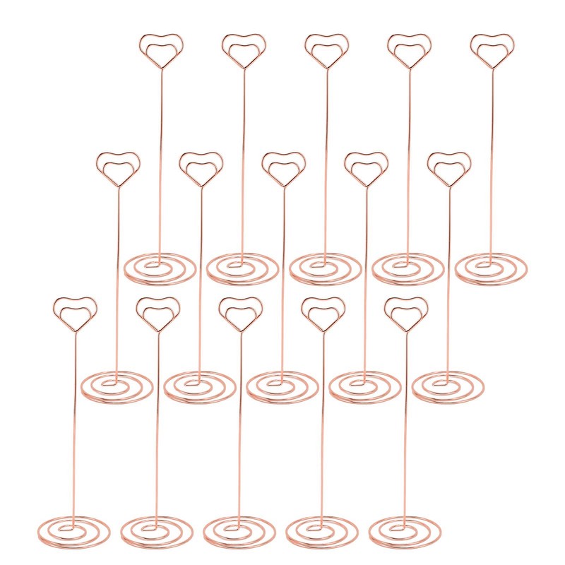 15PCS Table Number Holder 22cm Heart Shaped Iron Wire Picture