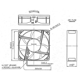 Sunon EE80251B3-999 Fan 12 V DC 1.1 W 80 x 80 x 25 mm 56 m³/h 2600 U/min 56 m³/h